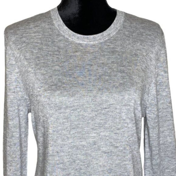 Joe's Jeans Sweater Womens Medium Azure Gray Heathered Layered Tartan Hem - Picture 2 of 16